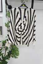 STRIPED KNOT REVERSIBLE KNIT JUMPER