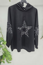 SEQUIN STAR SWEAT HOODIE