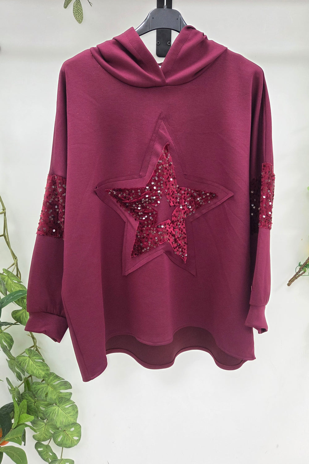 SEQUIN STAR SWEAT HOODIE