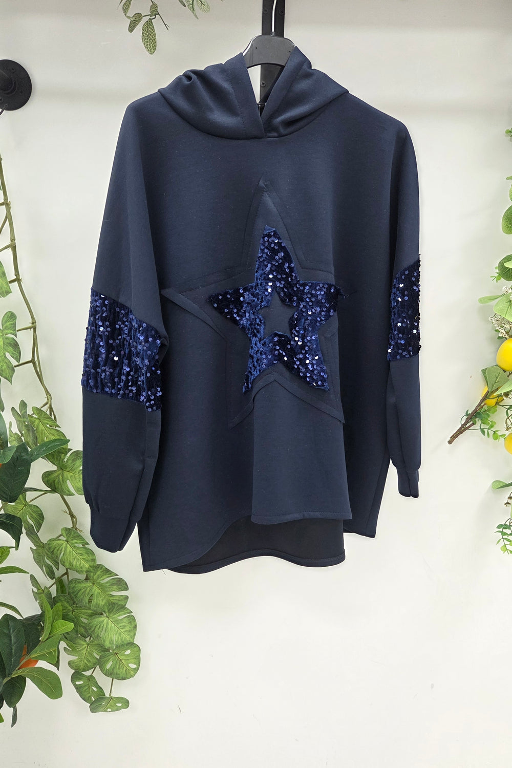 SEQUIN STAR SWEAT HOODIE