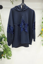 SEQUIN STAR SWEAT HOODIE