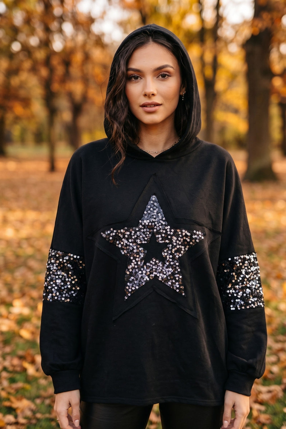 SEQUIN STAR SWEAT HOODIE