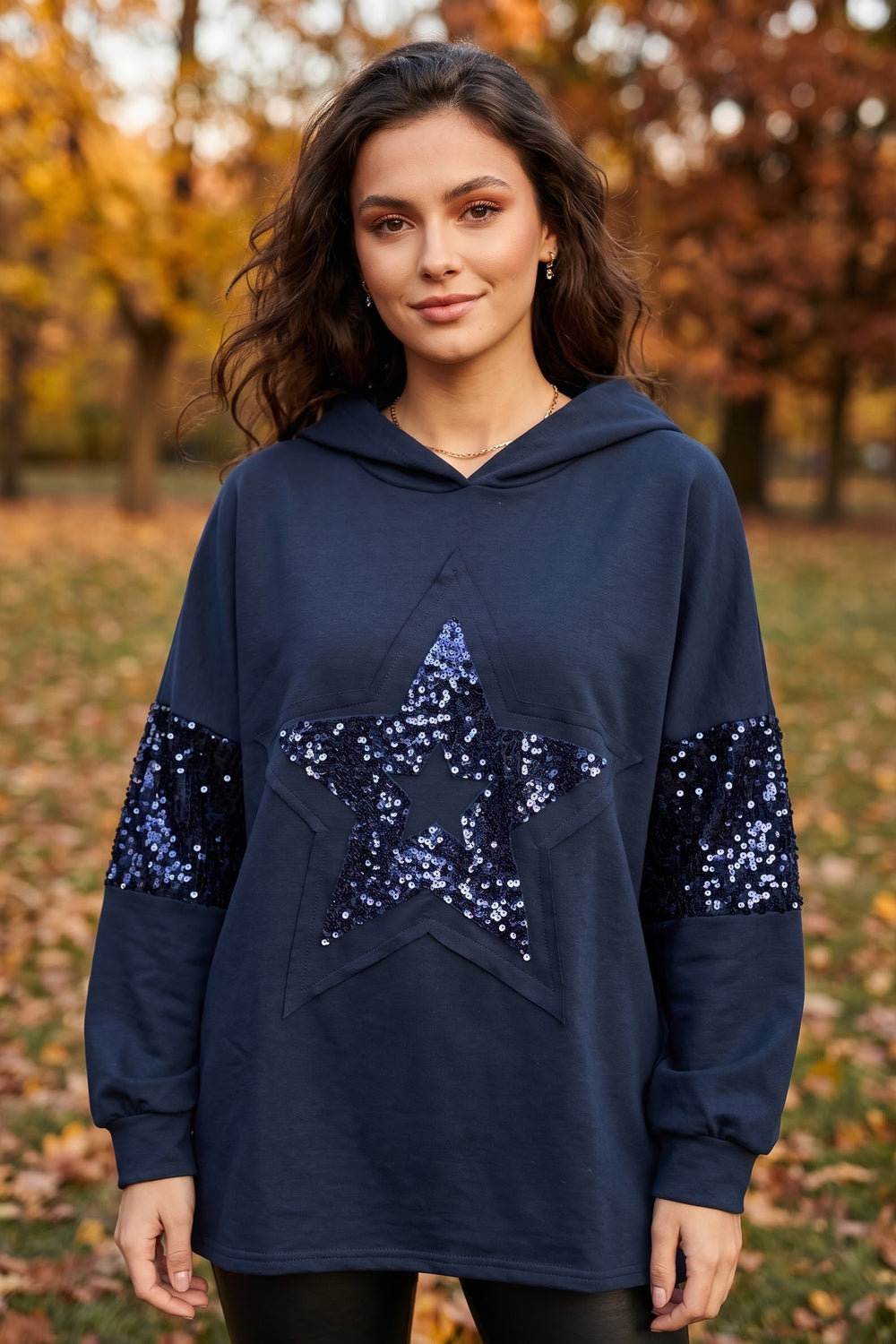 SEQUIN STAR SWEAT HOODIE