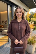WIDE-COLLAR BUTTONED FINE KNIT JUMPER