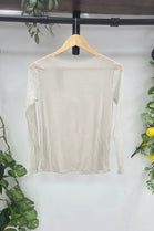 LACE SLEEVE CASHMERE BLEND TOP