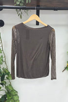LACE SLEEVE CASHMERE BLEND TOP