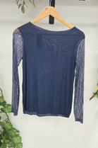 LACE SLEEVE CASHMERE BLEND TOP