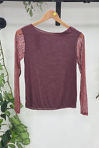 LACE SLEEVE CASHMERE BLEND TOP
