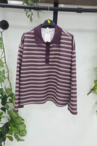 STRIPED BUTTON-DOWN LONG SLEEVE TOP