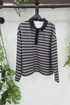 STRIPED BUTTON-DOWN LONG SLEEVE TOP