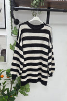 OVERSIZED STRIPED LONGLINE KNIT JUMPER