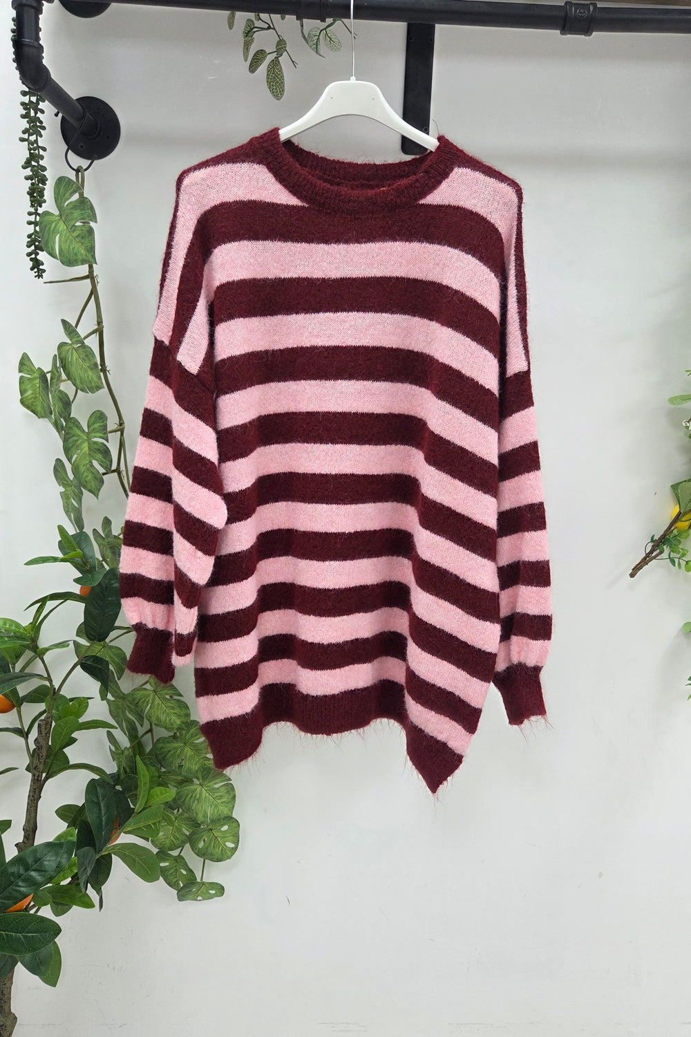 OVERSIZED STRIPED LONGLINE KNIT JUMPER