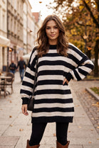 OVERSIZED STRIPED LONGLINE KNIT JUMPER