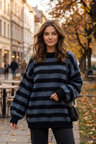 OVERSIZED STRIPED LONGLINE KNIT JUMPER