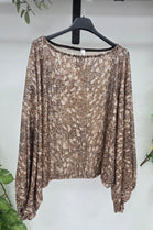 SEQUIN BALLOON SLEEVE TOP