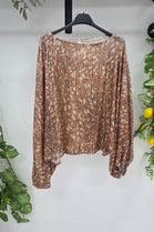 SEQUIN BALLOON SLEEVE TOP