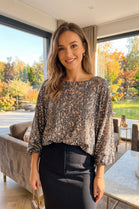 SEQUIN BALLOON SLEEVE TOP