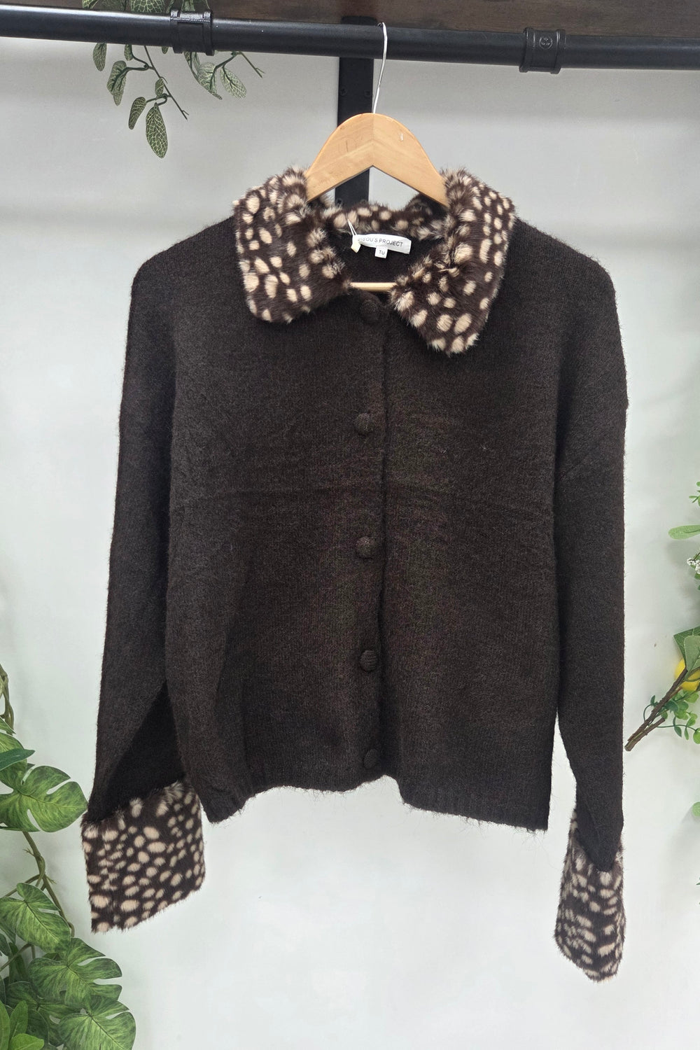 BAMBI PRINT FUR-COLLAR &CUFF KNIT JUMPER