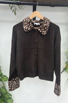 BAMBI PRINT FUR-COLLAR &CUFF KNIT JUMPER