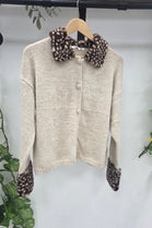BAMBI PRINT FUR-COLLAR &CUFF KNIT JUMPER