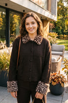 BAMBI PRINT FUR-COLLAR &CUFF KNIT JUMPER