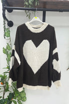 OVERSIZED HEART PATTERN CHUNKY KNIT JUMPER