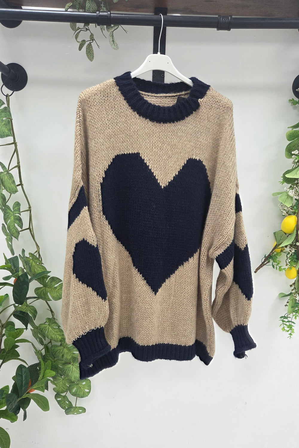 OVERSIZED HEART PATTERN CHUNKY KNIT JUMPER – NN FASHION