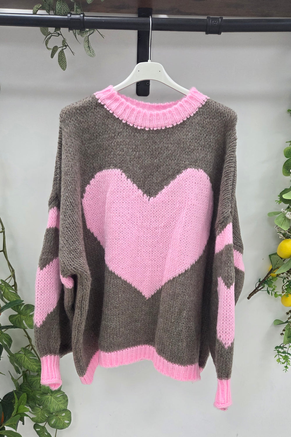 OVERSIZED HEART PATTERN CHUNKY KNIT JUMPER – NN FASHION