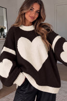 OVERSIZED HEART PATTERN CHUNKY KNIT JUMPER