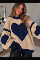 OVERSIZED HEART PATTERN CHUNKY KNIT JUMPER