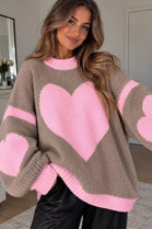 OVERSIZED HEART PATTERN CHUNKY KNIT JUMPER