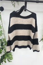 CUT-OUT STRIPE BLOCK KNIT JUMPER