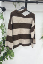 CUT-OUT STRIPE BLOCK KNIT JUMPER