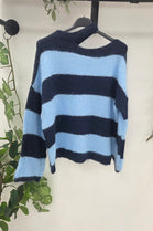 CUT-OUT STRIPE BLOCK KNIT JUMPER