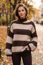CUT-OUT STRIPE BLOCK KNIT JUMPER