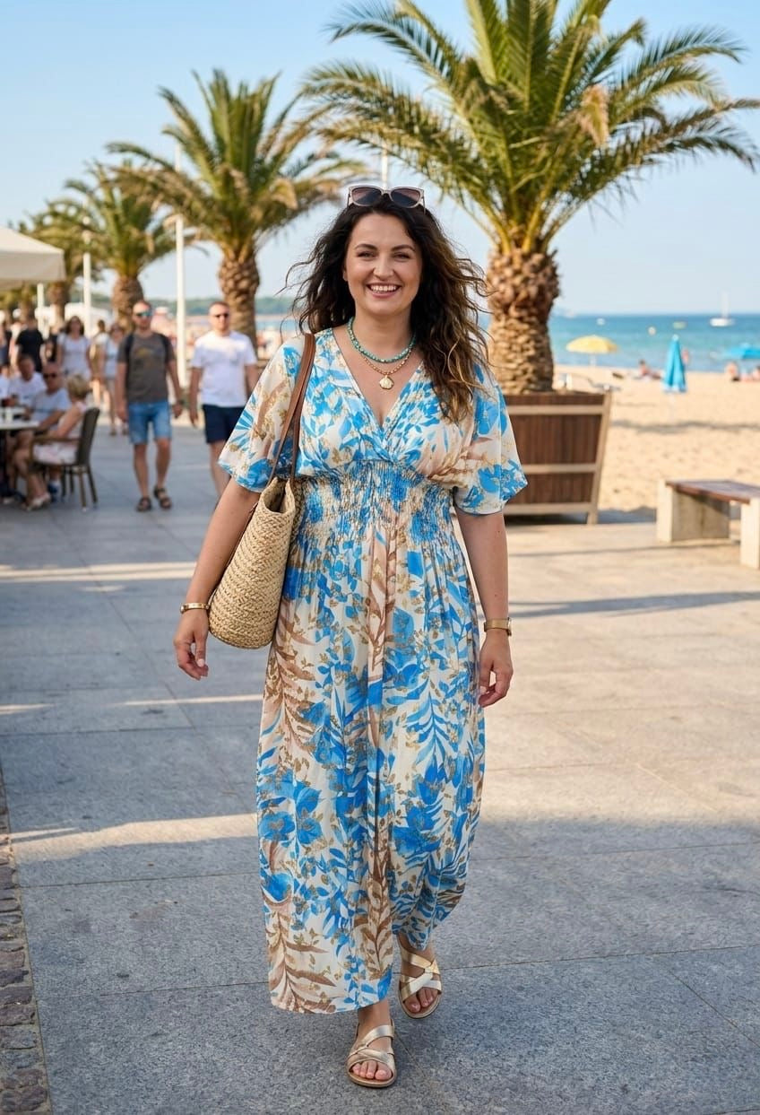 TROPICAL LEAF PRINT GATHERED MAXI(MIXED COLOUR PACK)