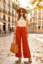 MILITARY BUTTON WIDE LEG SCUBA TROUSERS