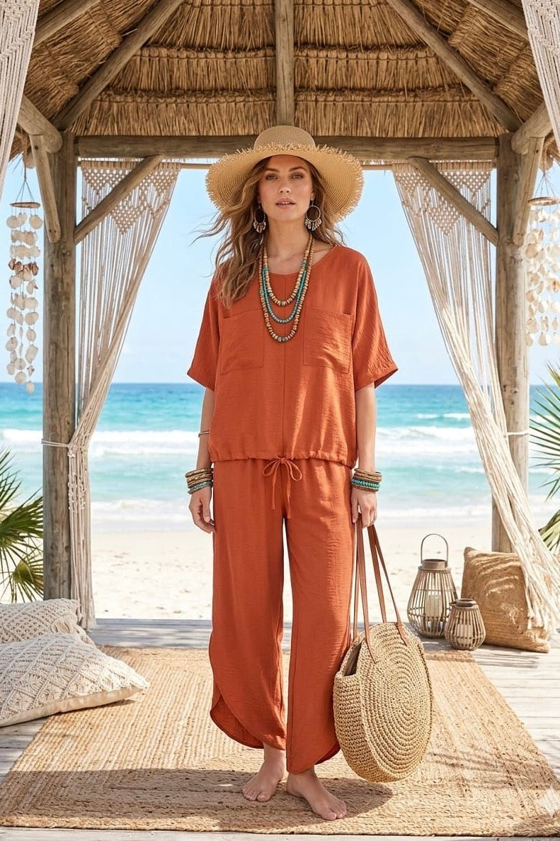 POCKET DETAIL TOP LOUGE SET