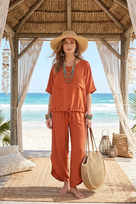 POCKET DETAIL TOP LOUGE SET