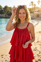 TIERED RUFFLE HALTER MINI DRESS