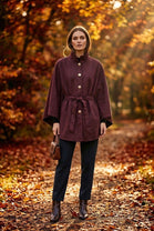 SUEDE BELTED GOLD BUTTON CAPE