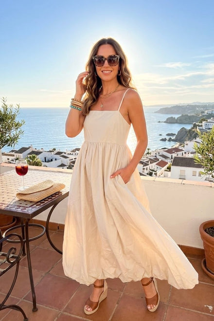 CAMI BUBBLE HEM MIDI DRESS