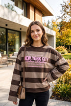 STRIPED SLOGAN SWEATSHIRT