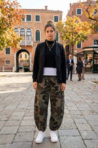 CAMOUFLAGE ELASTIC-WAIST BALLOON TROUSER