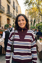 STRIPED HALF-ZIP KNIT JUMPER