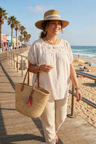 BRODERIE TRIM OVERSIZED TOP