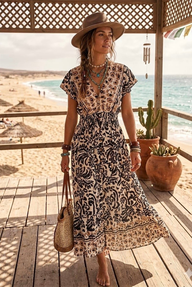 PRINTED BUTTON DOWN MAXI(MIXED COLOUR PACK)