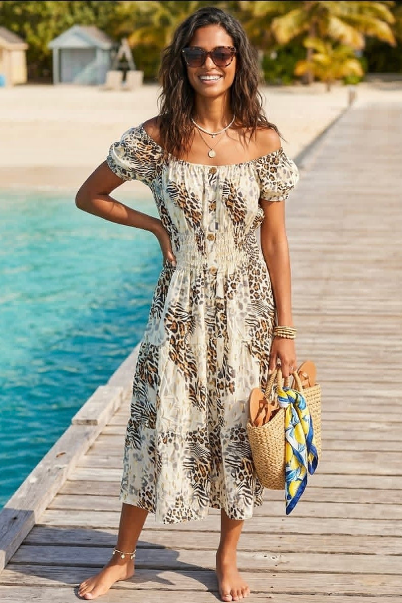 LISSY LEOPARD PRINT MIDI DRESS(MIXED COLOUR PACK)