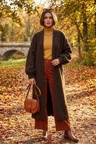 TEXTURED WOOL LONGLINE CARDIGAN