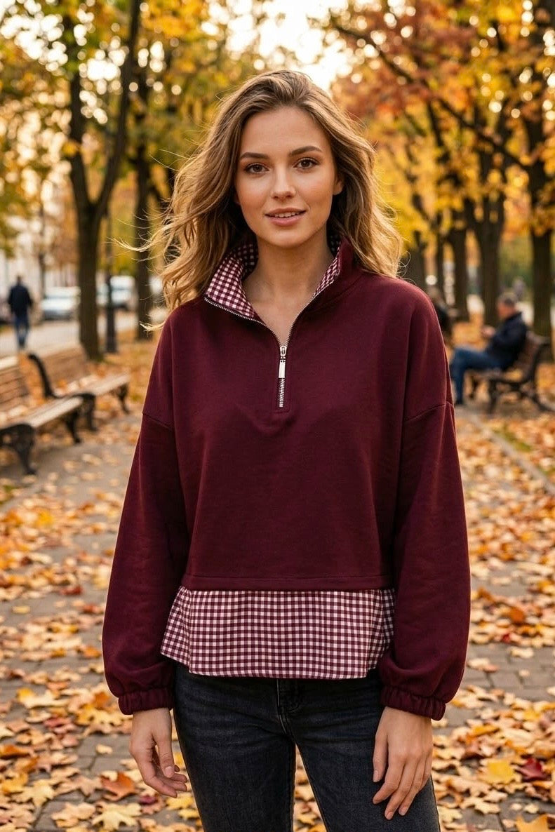 HALF-ZIP LAYERED 2-IN-1 SWEATSHIRT